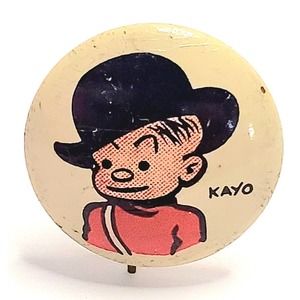 Vintage 1945 Kellogg's Cereal PEP Kayo Comic Strip Pinback Button Premium